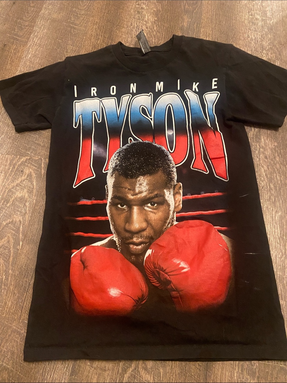 Iron Mike Tyson Graphic Tee – Black with Red and Blue Print